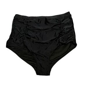 NWT Bonneuitbebe Women’s Black Ruched High Waisted Swim Bottoms, Size L